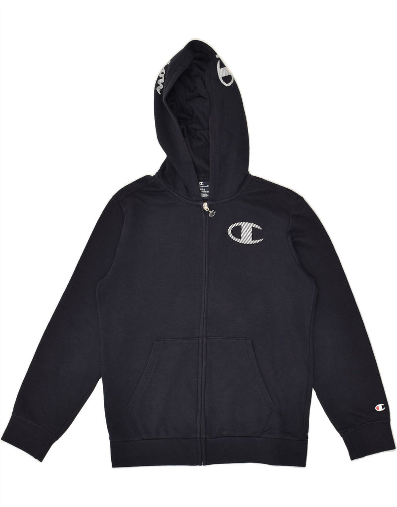 CHAMPION Boys Graphic Zip Hoodie Sweater 11-12 Years Large Navy Blue | Vintage Champion | Thrift | Second-Hand Champion | Used Clothing | Messina Hembry 