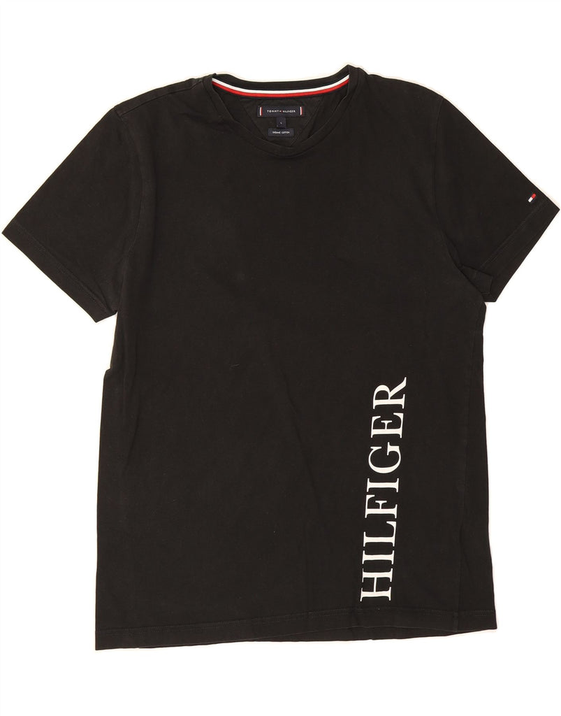 TOMMY HILFIGER Mens Graphic T-Shirt Top Large Black Cotton Vintage Tommy Hilfiger and Second-Hand Tommy Hilfiger from Messina Hembry 
