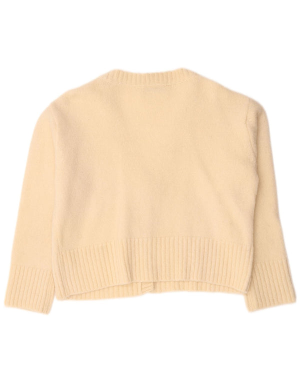 Zara Womens Loose Fit Cardigan Sweater UK 14 Medium Off White Wool