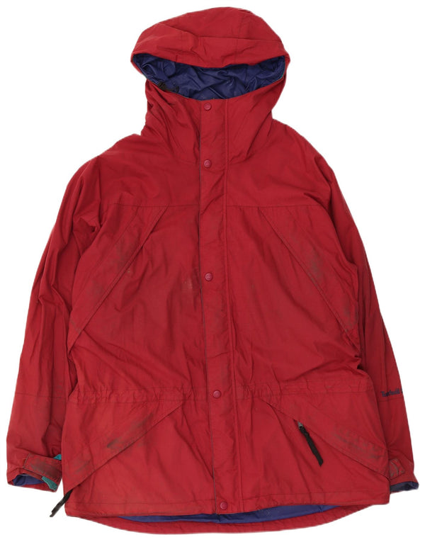 Timberland Mens Hooded Windbreaker Jacket UK 40 Large Red Nylon