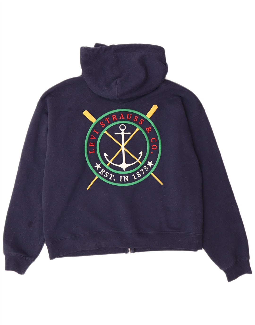 LEVI'S Womens Oversized Graphic Zip Hoodie Sweater UK 10 Small Navy Blue