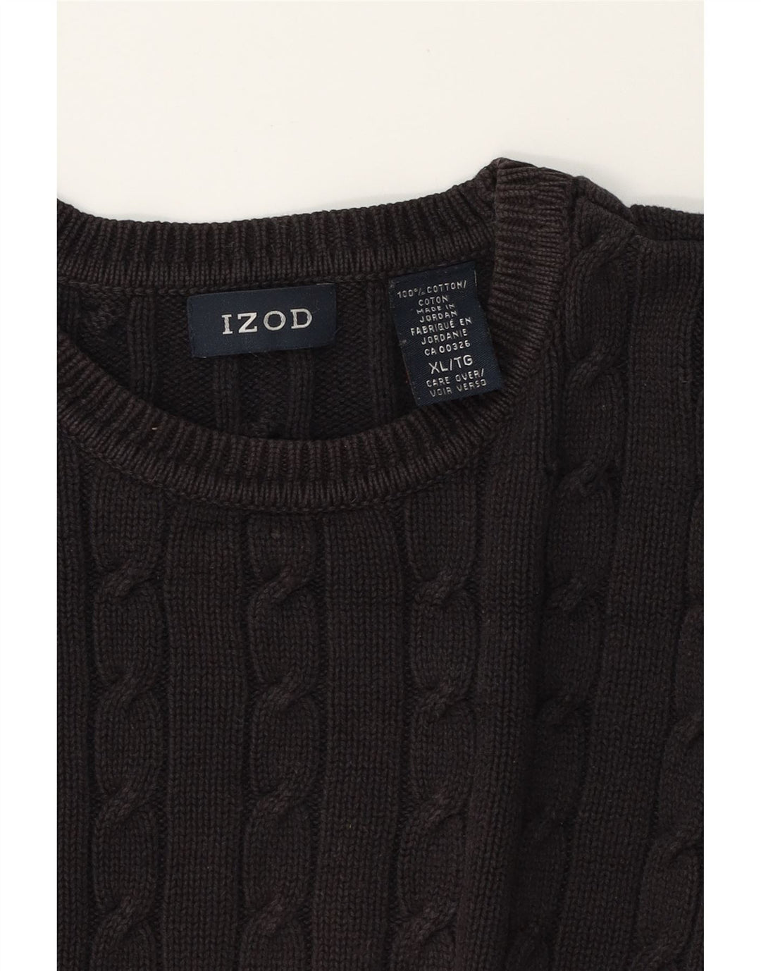 IZOD Mens Crew Neck Jumper Sweater XL Brown Cotton Vintage Izod and Second-Hand Izod from Messina Hembry 