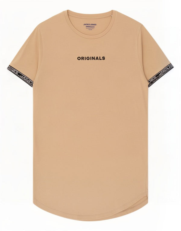 Jack & Jones Mens Tall Graphic T-Shirt Top Large Beige Cotton
