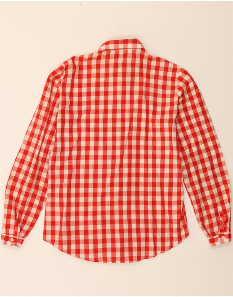 EMMANUEL SCHVILI Womens Longline Shirt UK 10 Small Red Gingham Cotton Vintage Emmanuel Schvili and Second-Hand Emmanuel Schvili from Messina Hembry 
