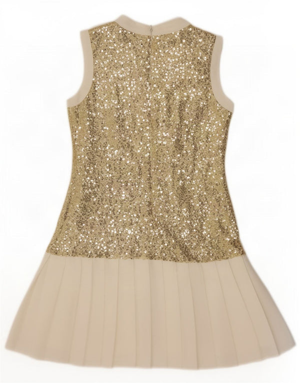 Gianfranco Ferre Girls Sleeveless Pleated A-Line Dress 9-10 Years Gold