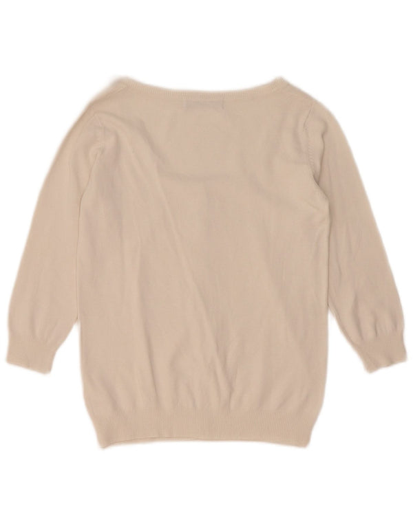 Zara Womens 3/4 Sleeve Cardigan Sweater UK 10 Small White Cotton