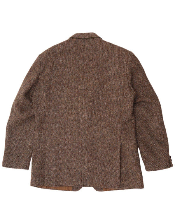 Harris Tweed Mens 2 Button Blazer Jacket UK 40 Large Brown Herringbone Wool