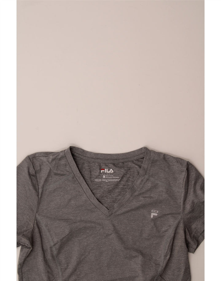 FILA Womens T-Shirt Top UK 12 Medium Grey Polyester Vintage Fila and Second-Hand Fila from Messina Hembry 