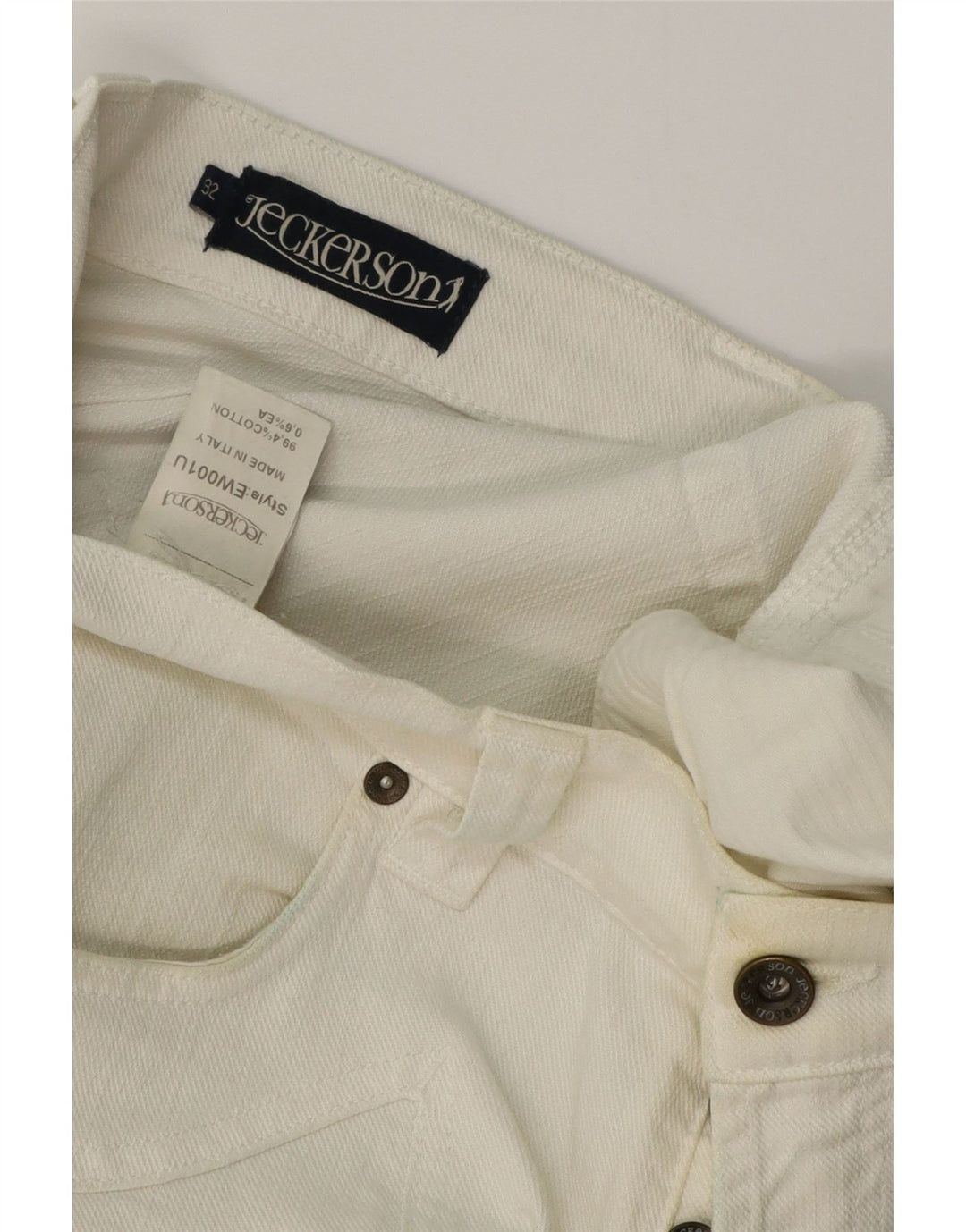 JECKERSON Mens Straight Jeans W32 L32 White Cotton