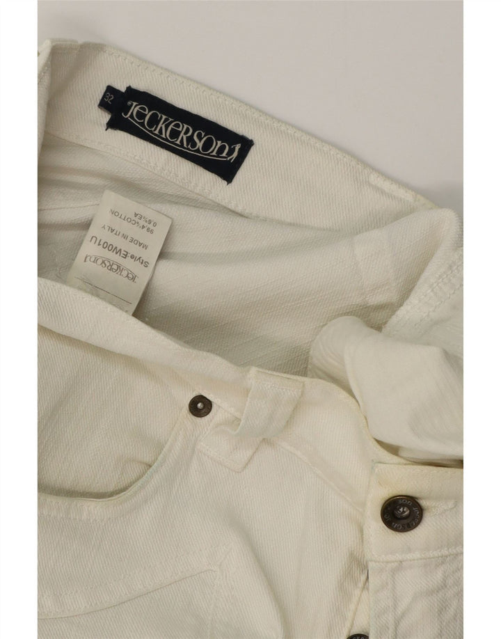 JECKERSON Mens Straight Jeans W32 L32 White Cotton