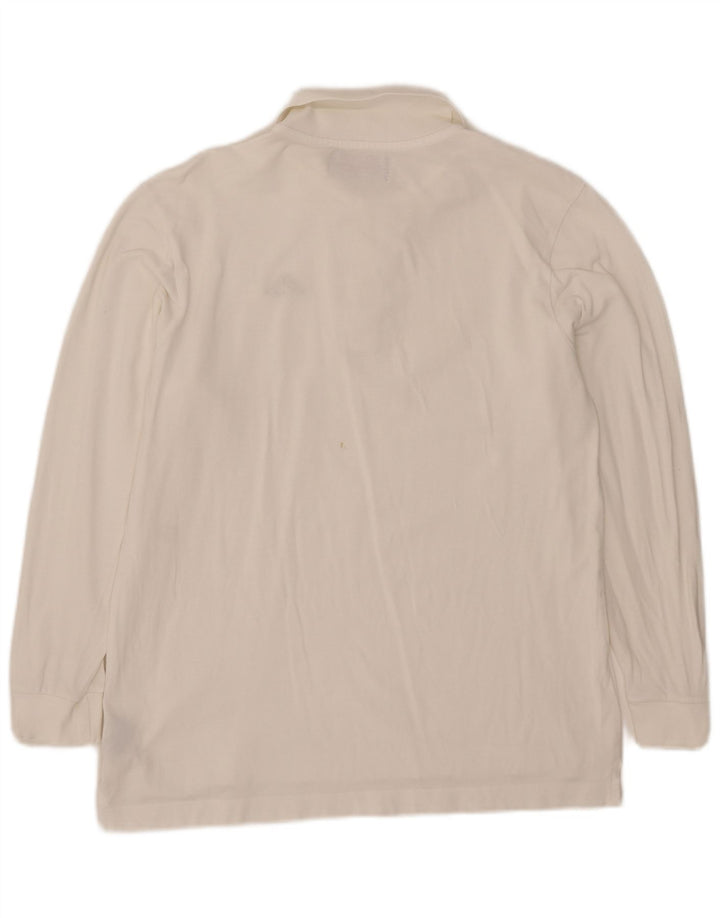 Kappa Mens Long Sleeve Polo Shirt Medium White Cotton