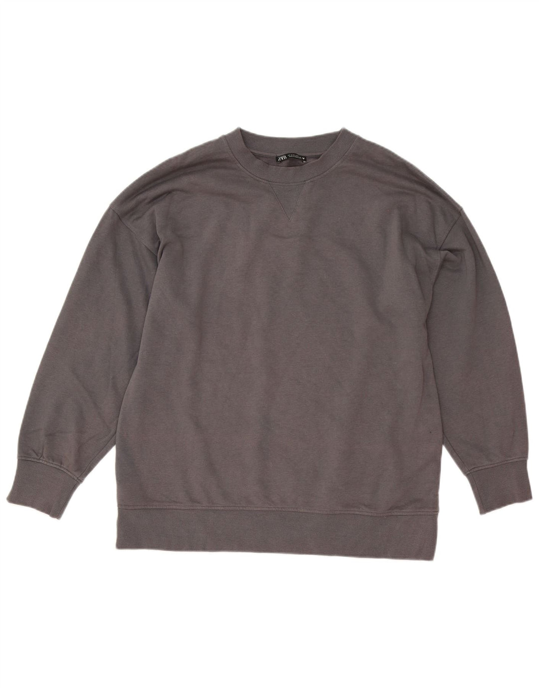 Zara Womens Oversized Sweatshirt Jumper UK 10 Small Grey Cotton