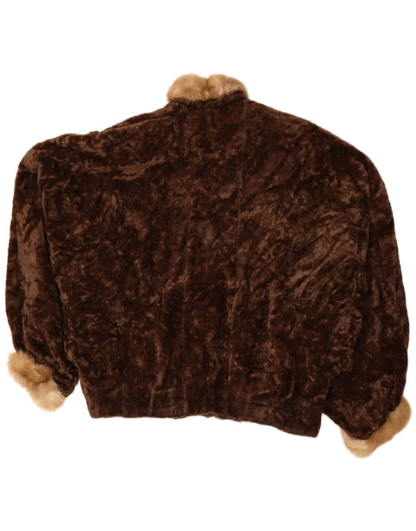 Vintage Womens Faux Fur Jacket UK 20 2XL Brown