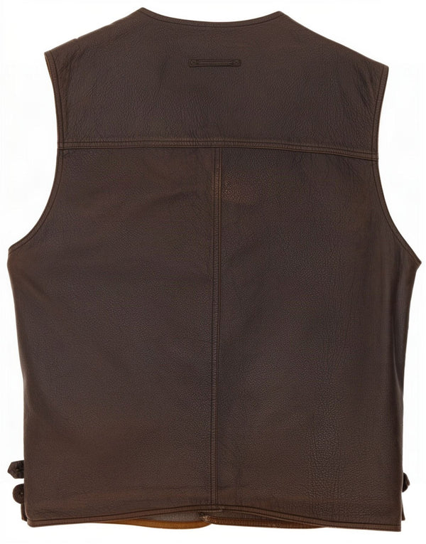 Les Copains Mens Reversible Leather Gilet IT 56 3XL Brown