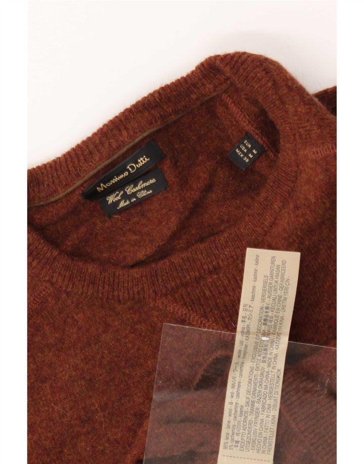 Massimo Dutti Mens Crew Neck Jumper Sweater Medium Brown Wool
