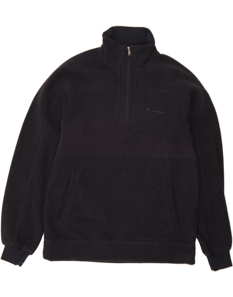 CHAMPION Mens Zip Neck Fleece Jumper Large Navy Blue Polyester Vintage Champion and Second-Hand Champion from Messina Hembry 
