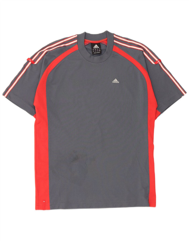 ADIDAS Mens T-Shirt Top Small Grey Colourblock Polyester