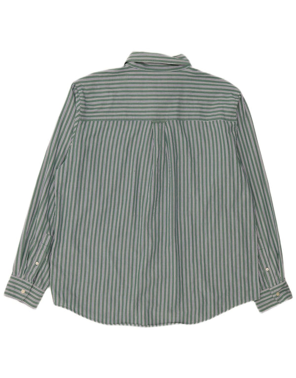 Chaps Mens Shirt XL Green Striped Cotton