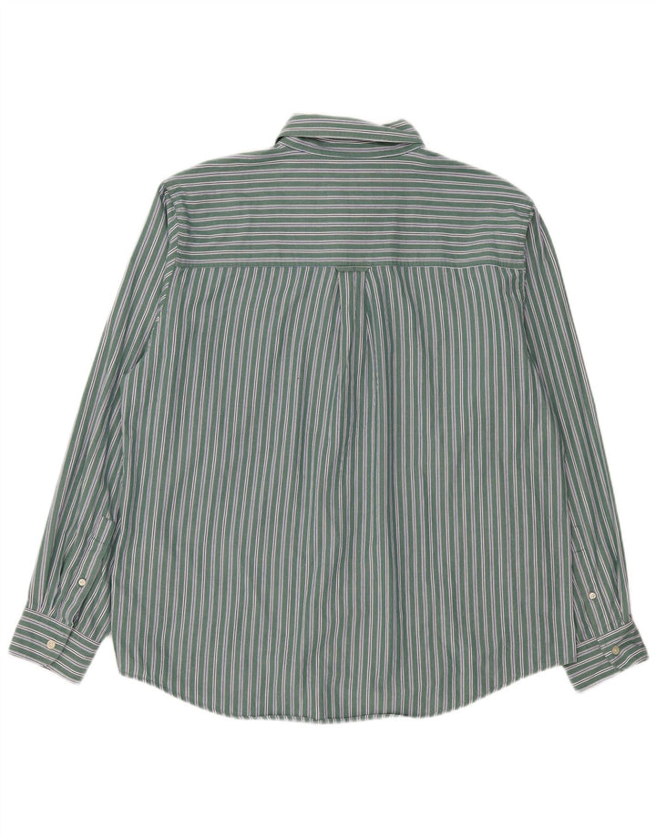 Chaps Mens Shirt XL Green Striped Cotton