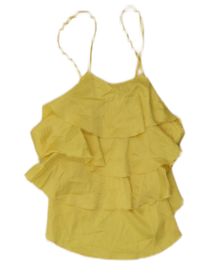 Zara Womens Sleeveless Tiered Top UK 8 Small Yellow