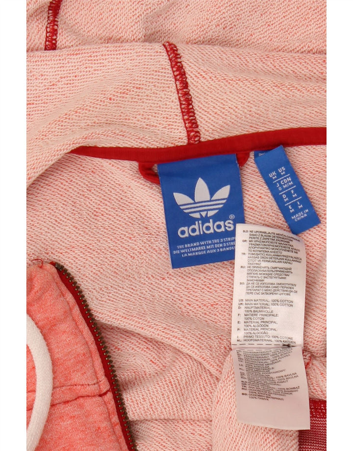 ADIDAS Womens Zip Hoodie Sweater UK 14 Medium Pink Cotton
