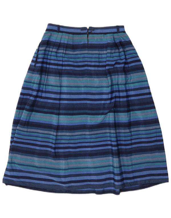 Vintage Womens A-Line Skirt EU 38 Medium W28 Blue Striped Polyester