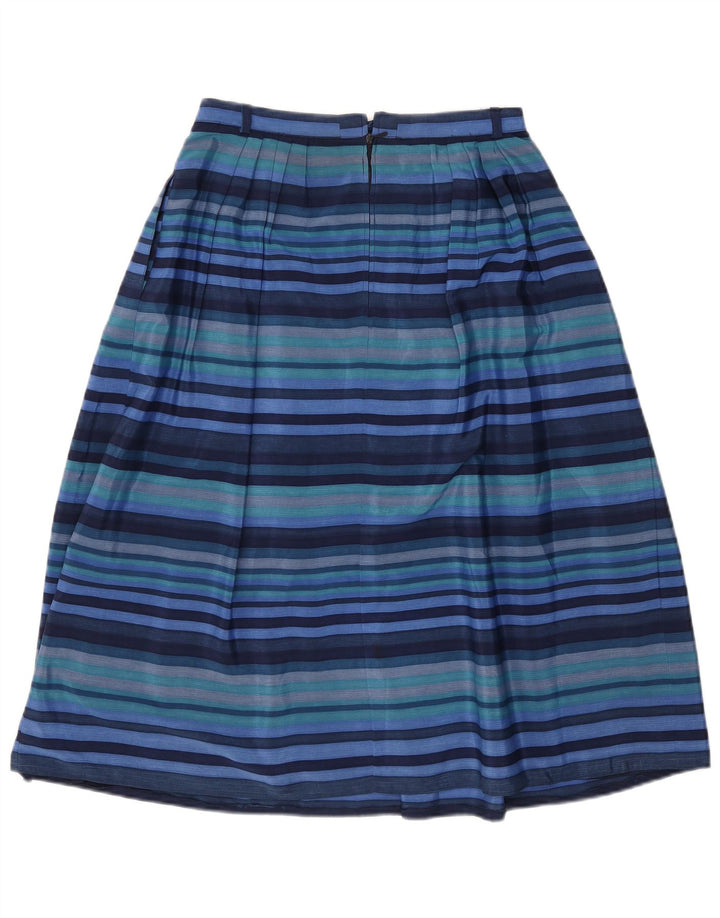 Vintage Womens A-Line Skirt EU 38 Medium W28 Blue Striped Polyester