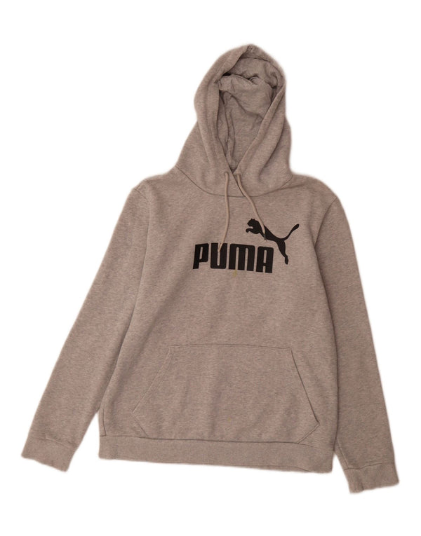Puma Womens Graphic Hoodie Jumper UK 14 Medium Grey Cotton