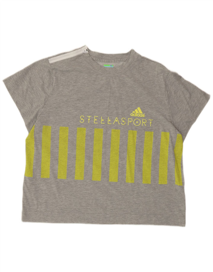 ADIDAS X STELLA MCCARTNEY Womens Graphic T-Shirt Top UK 20/22 XL Grey