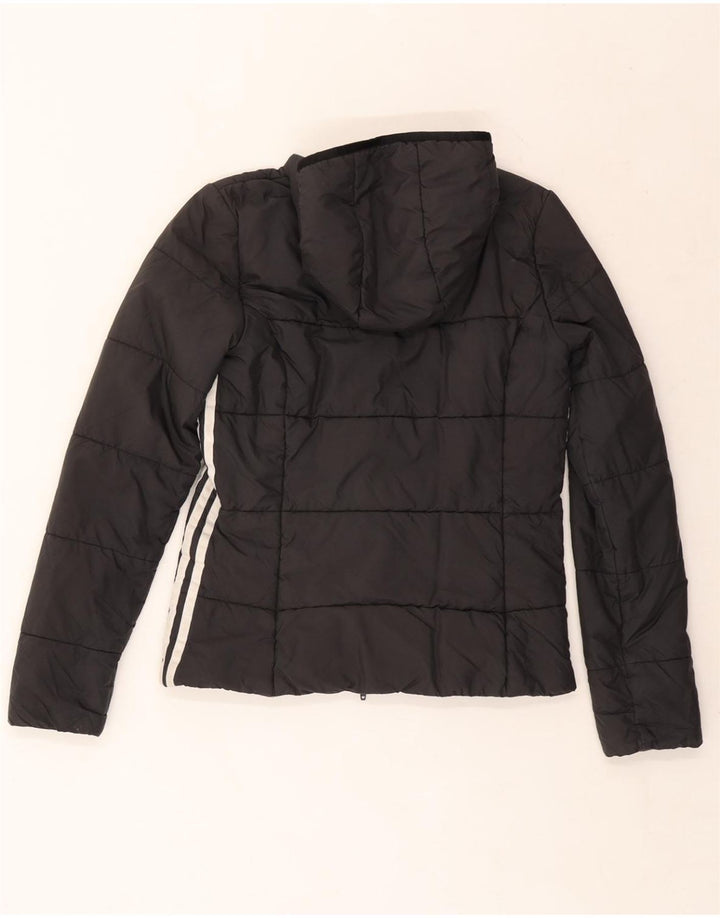 ADIDAS Womens Hooded Padded Jacket UK 8 Small Black Polyester
