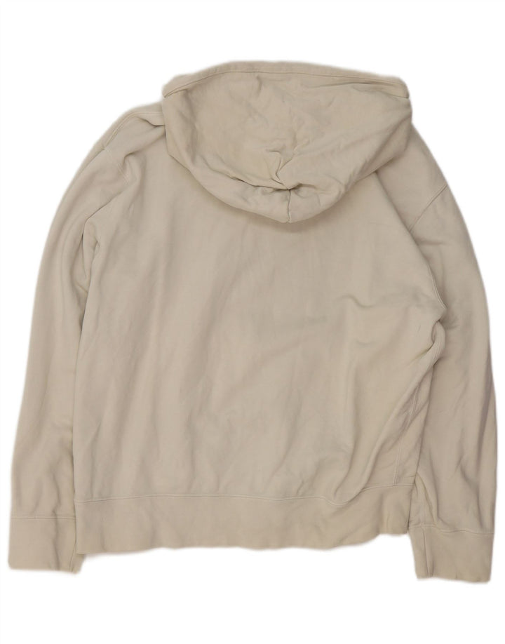 ADIDAS Womens Hoodie Jumper UK 14 Medium Off White Cotton