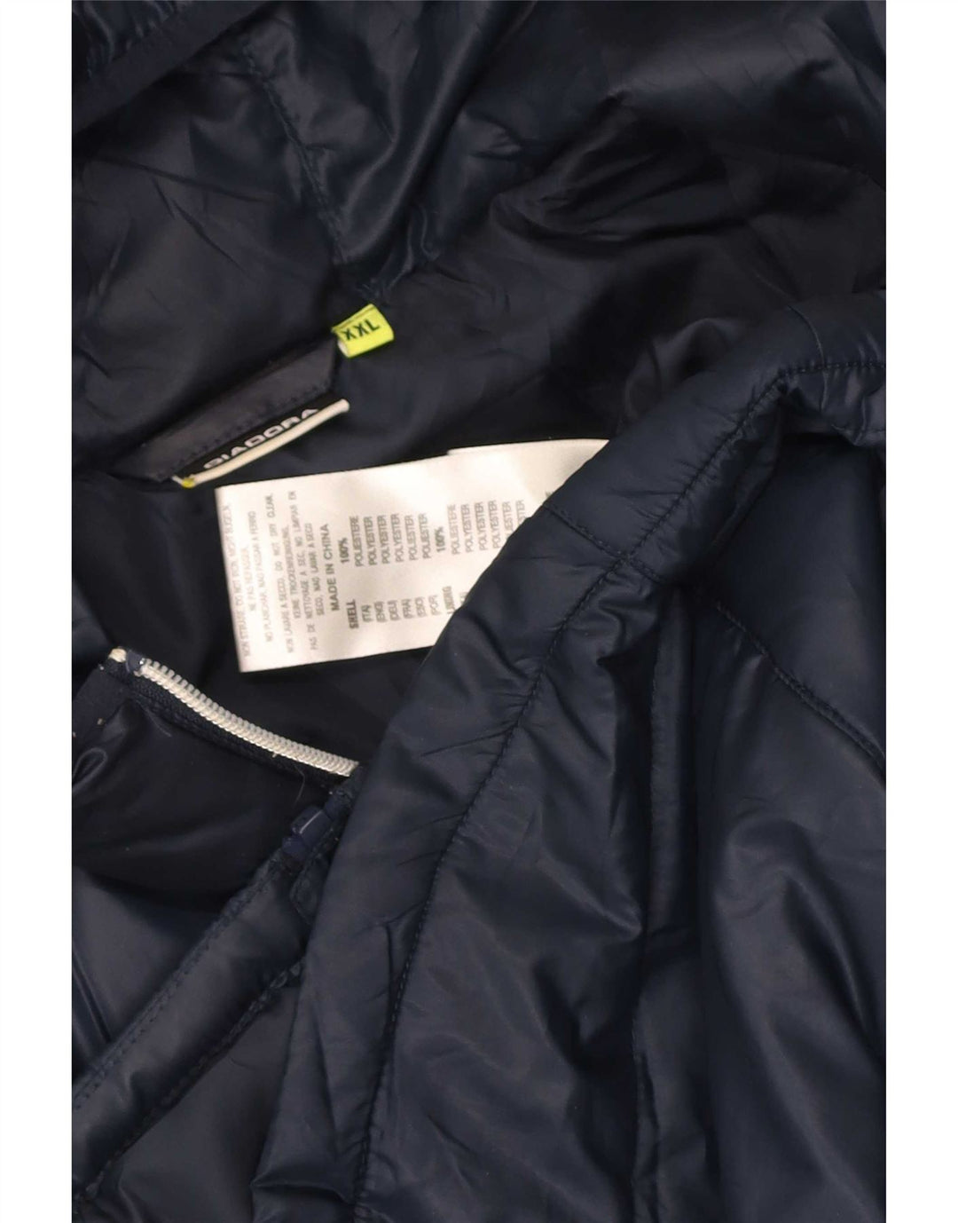 Diadora Womens Hooded Padded Jacket UK 20 2XL Navy Blue Polyester