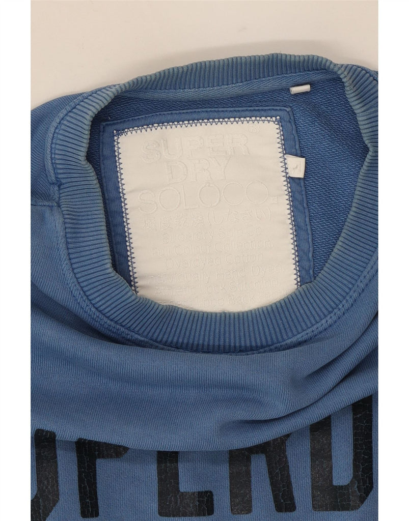 SUPERDRY Mens Graphic Sweatshirt Jumper Medium Blue Cotton Vintage Superdry and Second-Hand Superdry from Messina Hembry 