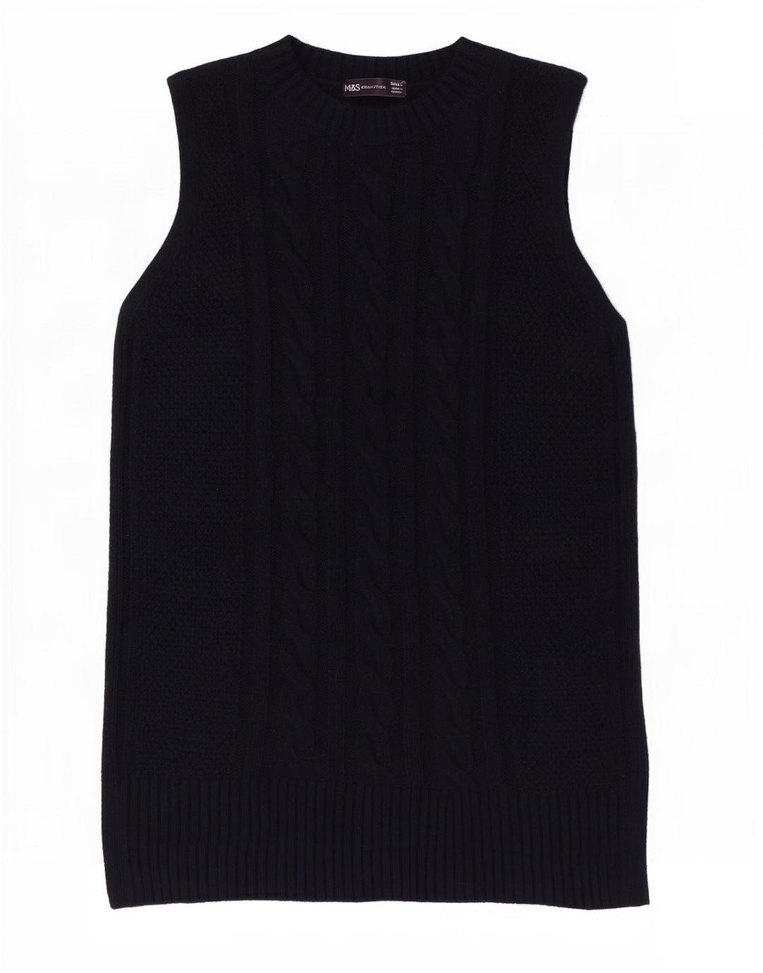 Marks & Spencer Womens Vest Tank Top UK 10 Small Navy Blue Polyester