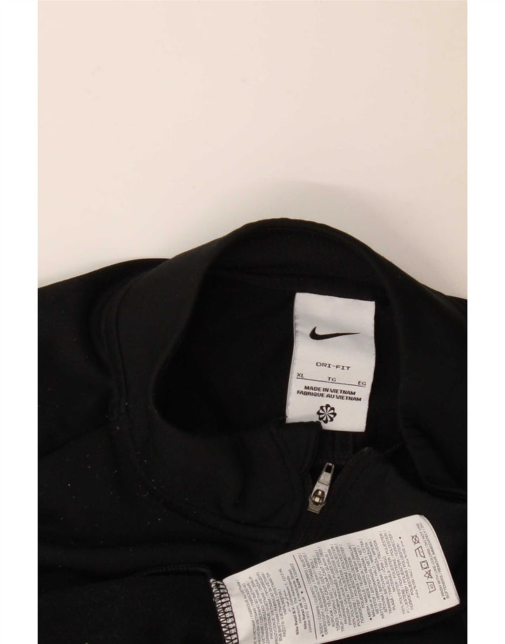 Nike Mens Dri Fit Zip Neck Pullover Tracksuit Top XL Black Polyester