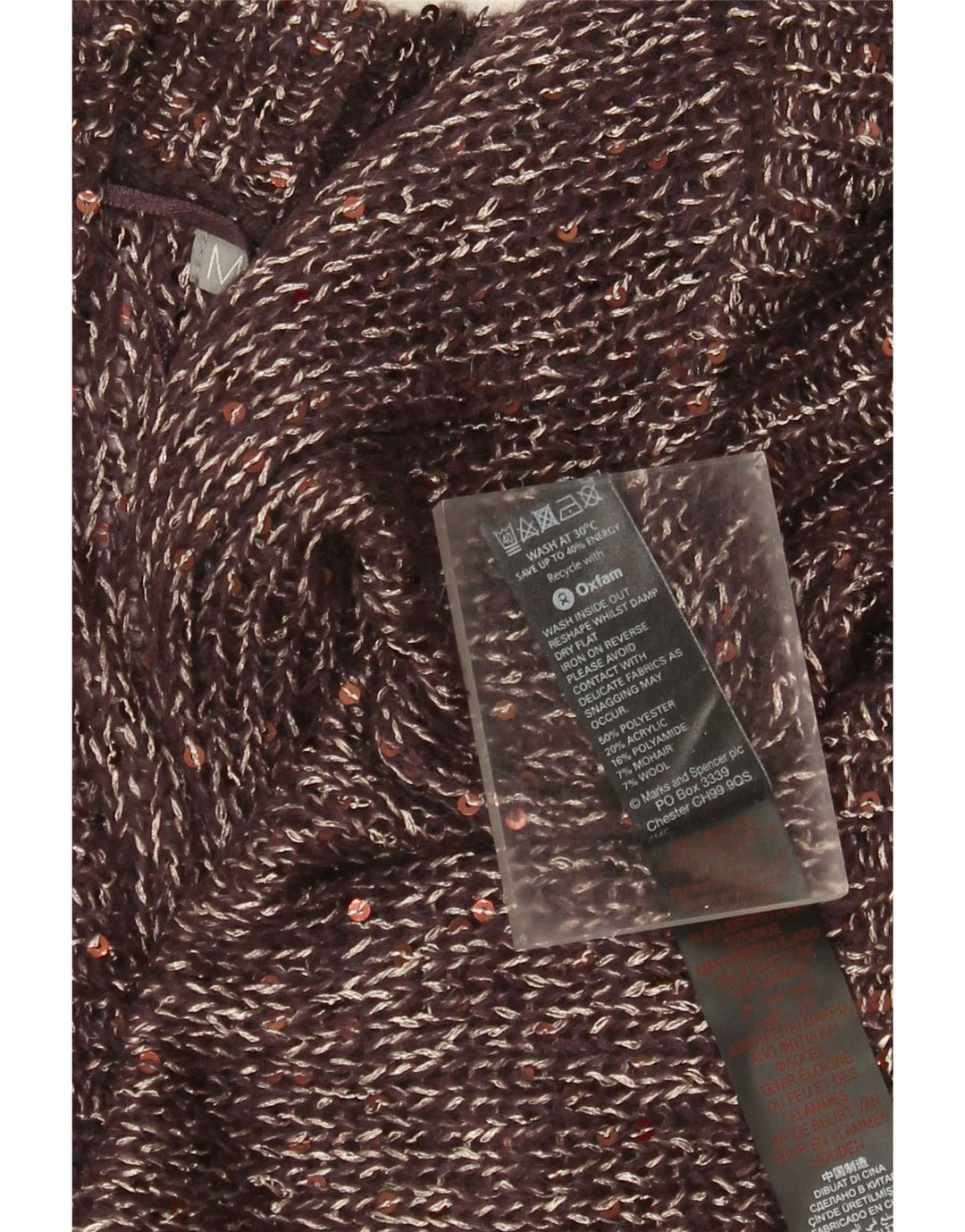 Marks & Spencer Womens Open Cardigan Sweater UK 18 XL Brown Polyester