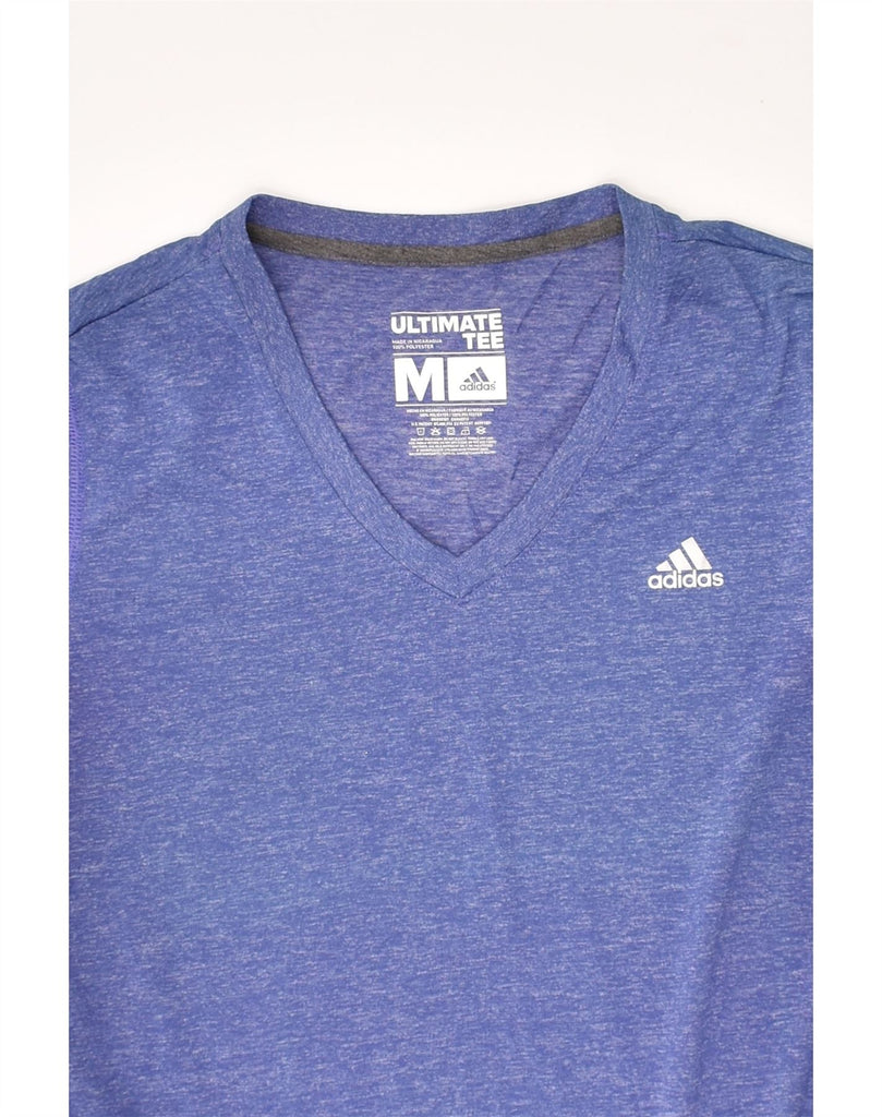 ADIDAS Womens T-Shirt Top UK 14 Medium Blue Flecked Polyester | Vintage Adidas | Thrift | Second-Hand Adidas | Used Clothing | Messina Hembry 