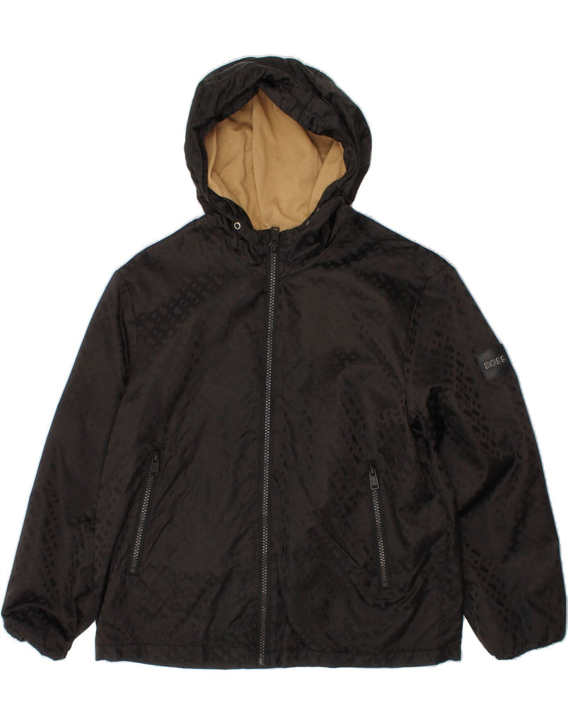 HUGO BOSS Boys Zip Hoodie Sweater 9-10 Years Black Spotted Vintage Hugo Boss and Second-Hand Hugo Boss from Messina Hembry 