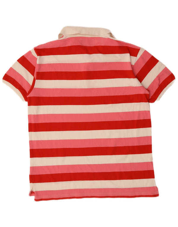 RIFLE Mens Rugby Polo Shirt 2XL Pink Striped Cotton