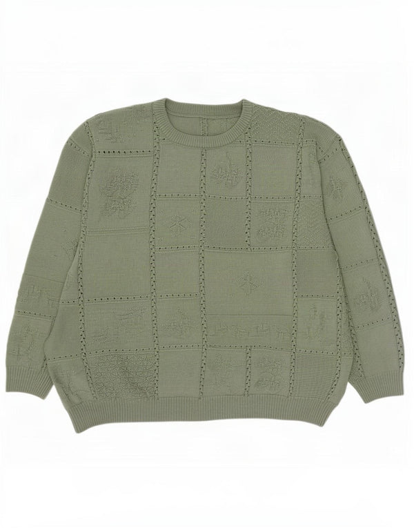 Vintage Womens Crew Neck Jumper Sweater UK 20 2XL Green
