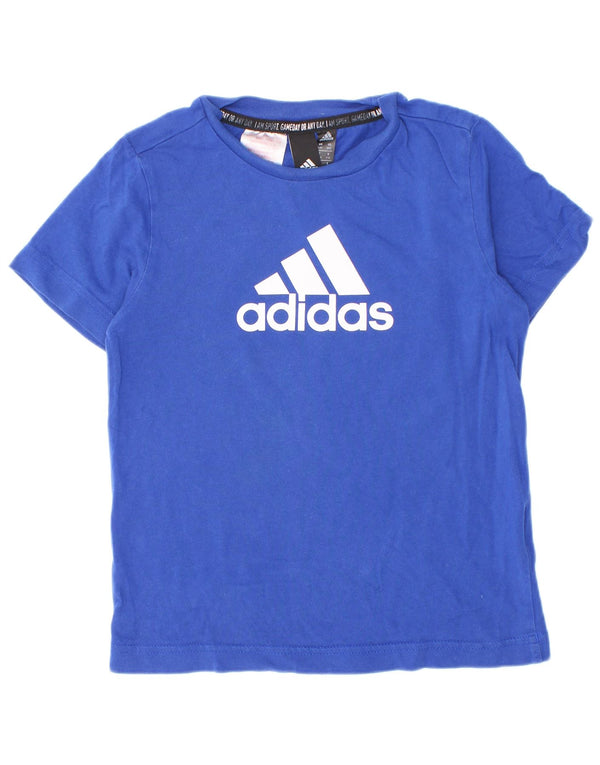 Adidas Boys Graphic T-Shirt Top 5-6 Years Blue Cotton