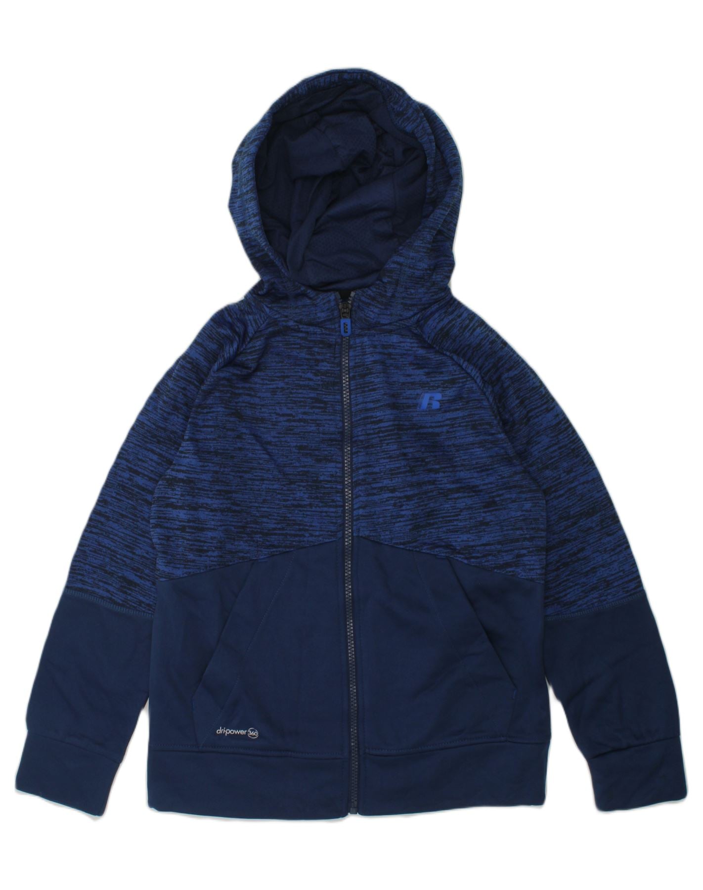 RUSSELL ATHLETIC Boys Zip Hoodie Sweater 7-8 Years Medium Navy