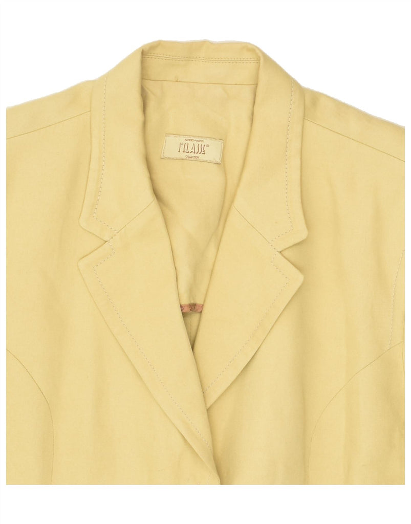 ALVIERO MARTINI Womens Blazer Jacket UK 16 Large Yellow Linen | Vintage ALVIERO MARTINI | Thrift | Second-Hand ALVIERO MARTINI | Used Clothing | Messina Hembry 