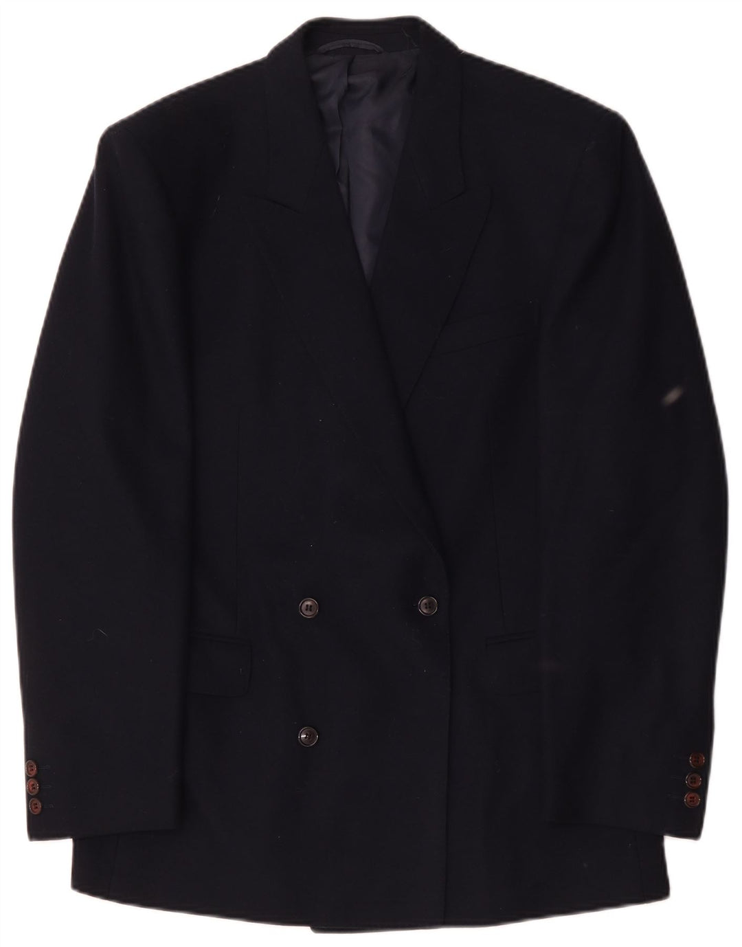 Jvlivs Mens Double Breasted Blazer Jacket IT 48 Medium Navy Blue Wool