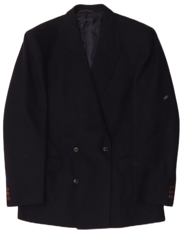 Jvlivs Mens Double Breasted Blazer Jacket IT 48 Medium Navy Blue Wool