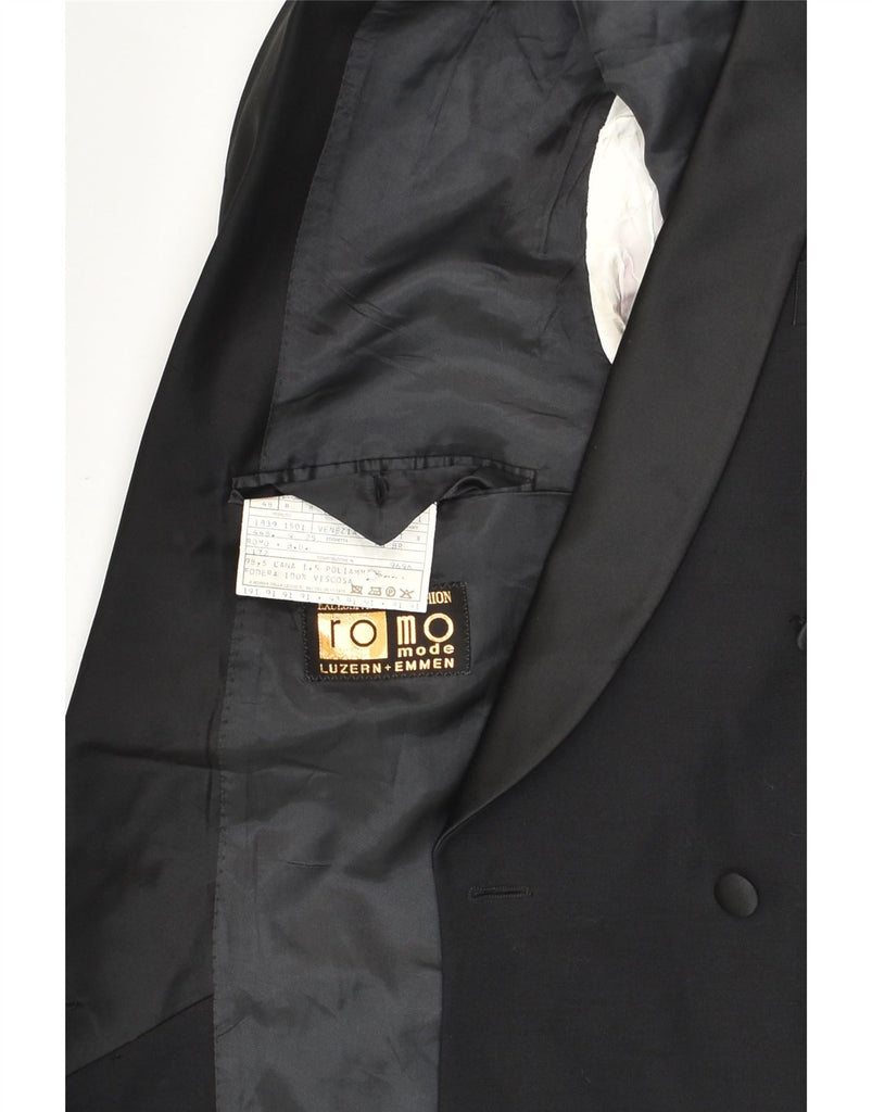 VINTAGE Mens Double Breasted Blazer Jacket IT 48 Medium Black Wool | Vintage Vintage | Thrift | Second-Hand Vintage | Used Clothing | Messina Hembry 