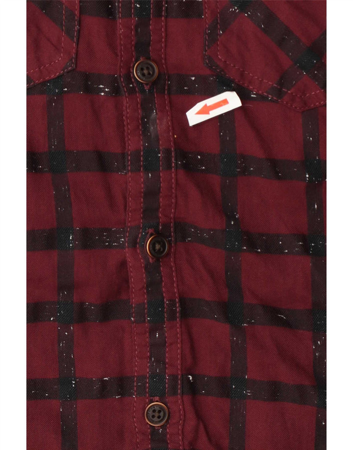 Tommy Hilfiger Mens Flannel Shirt XS Burgundy Check