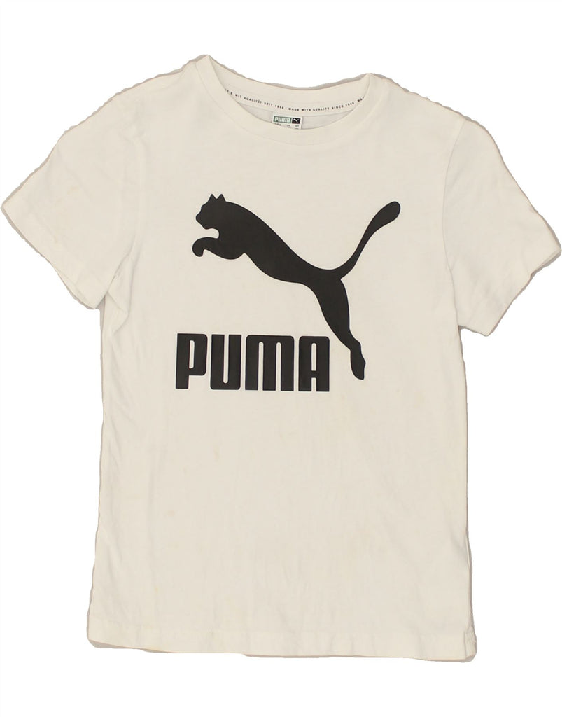 PUMA Boys Graphic T-Shirt Top 7-8 Years White Cotton | Vintage Puma | Thrift | Second-Hand Puma | Used Clothing | Messina Hembry 