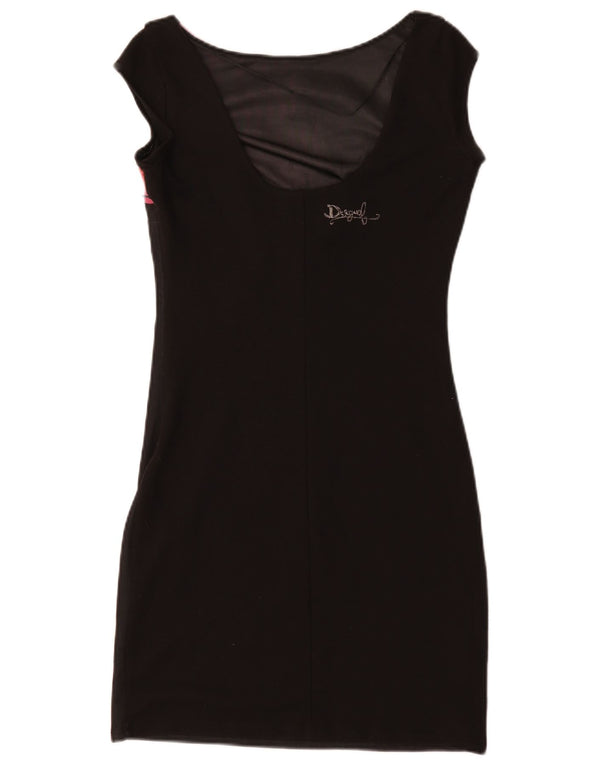 Desigual Womens Bodycon Dress UK 10 Small Black Floral Polyester