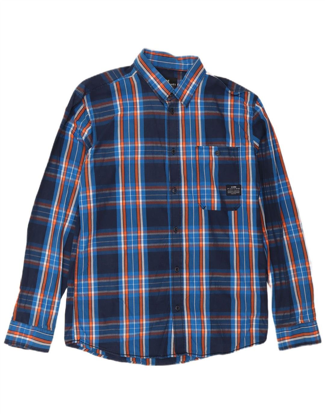 Jack & Jones Mens Shirt Large Blue Check Cotton